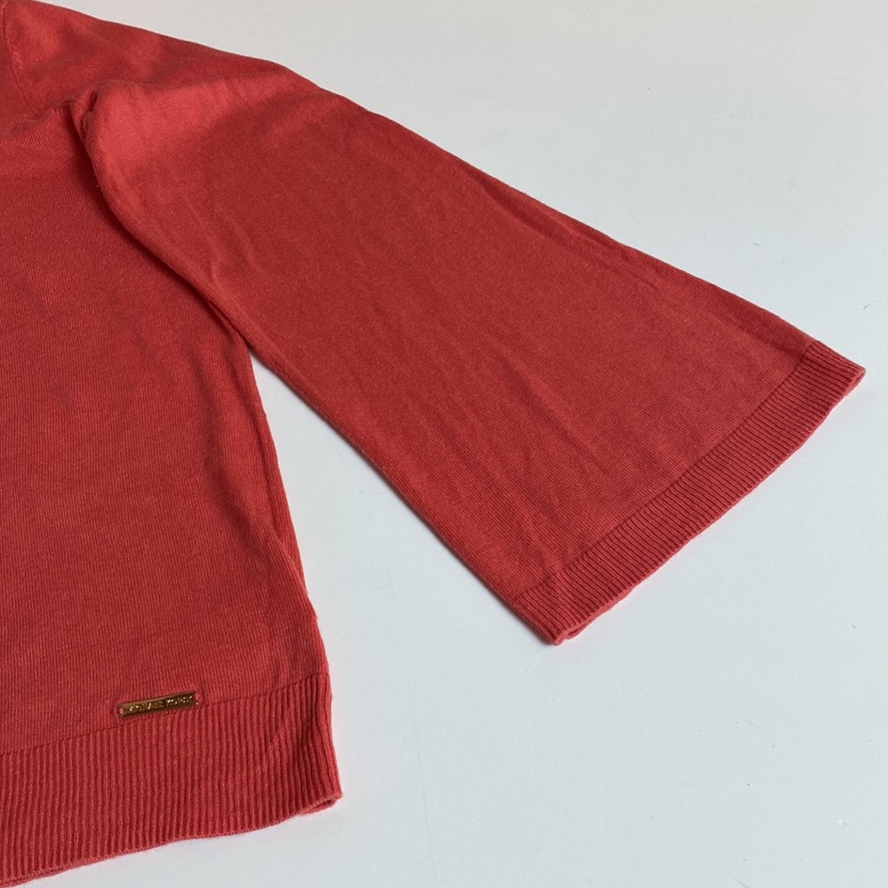 Fab!!! MICHAEL KORS Large Coral Flared Sleeve Light Sweater Shirt NICE - Picture 4 of 10
